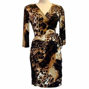 Emma & Michele leopard wrap dress sz M